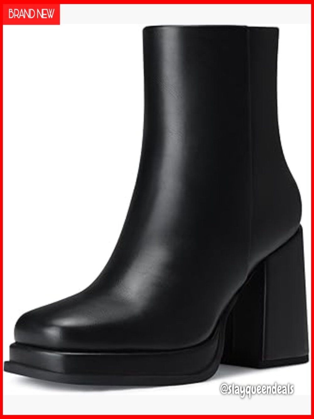 Platform Ankle Boots 3.5 Inch Chunky Heel Leather Booties